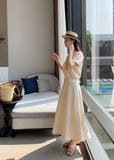 Liluna Banding Flare Long Skirt