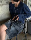 Wide bermuda denim