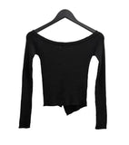 Curved off-shoulder knit