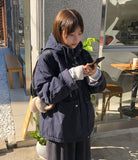 Pump Check Color Matching Hood Bomber Padding Jumper