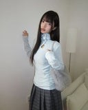 Teuan High-Neck Button Brushed Wool Long Sleeve T-Shirt