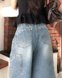 Kota Vintage Back Print Bermuda Denim Pants