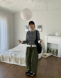 Coco Round Check Crop Cardigan