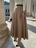 Polsyu belted flared long skirt