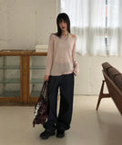 DB Studded Chin Pocket Balloon Fit Wide Denim Long Pants