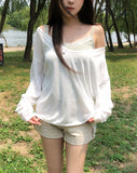 Reason See-through Deep V-Neck Long Sleeve