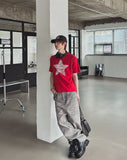 Grain Stud Washed Wide Denim Pants