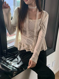 Gren Dot Frill Cardigan Sleeveless Set