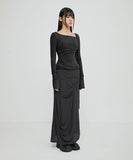 Asymmetrical Draped Long Skirt