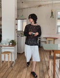 Damage snap see-through knit