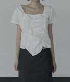 Lear Square Shirring Blouse
