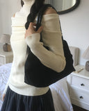 Shapin Suede Leather Combi Shoulder Bag