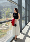 Marine Lip Neck Ribbed Knit Sleeveless