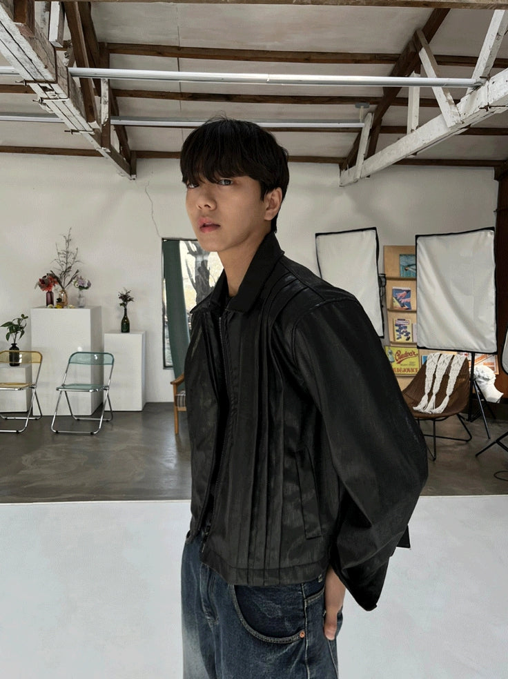 【COSYHARU】Square Winkle Leather Jacket COSYHARU (コシハル) - スクエアウィンクルレザージャケット
