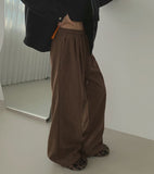 Corduroy Wool Pin Tuck Wide Banding Pants
