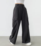 Two-way brushed pintuck long wide jogger high quality pants