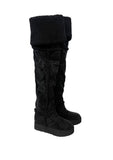 Wrinkle Shearling Platform Sole Long Ugg Boots