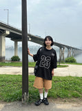 [unisex] Hirom Mesh Sporty Lettering Over Short Sleeve Tee