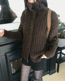 Luon wool high-neck loose cardigan