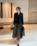 Meryl Banding Two-Tone Double Tulle Skirt