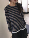Kunin Frill Stripe Ribbon Long Sleeve Tee