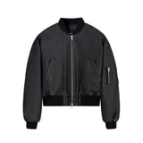 Overfit Washed Crop Leather Bomber Jumper