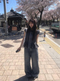 Posin Side Cut Vintage Washing Denim Pants
