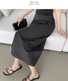 Back Zipper Slit H-line Long Skirt