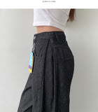 Non-Fade Summer Cooling Banding Folding Cut Hem Snap Wide Denim Pants