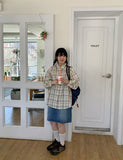 Peoto Check Over Wrinkle Shirt