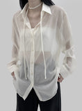 Wilbeu Choker See-Through Shirt