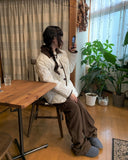 Raf Color Matching Collar quilting Padded Jumper