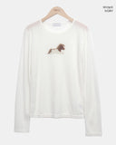 Hizel Donkey See-through Tencel Long Sleeve T-shirt