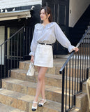 Aper Stripe Frill Blouse