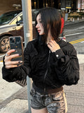 Black Crop Shirring Windbreaker