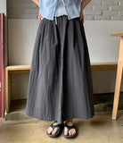 Menbi Pin Tuck Banding Nylon Carpender Long Skirt