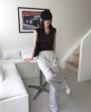 [MADE] Corken incision side ribbon strap wide two-way nylon pants