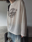 Racing graphic summer see-through knitwear