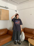 Sarin Check Frill Banding Long Skirt