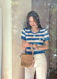Tihenne Cut Banding Span Semi-Wide Pants