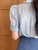 Belluan Tencel Collar Puff Blouse
