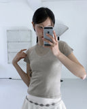 Quady see-through wool tensel layered short-sleeved T-shirt