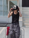 [LANARCH] Waffle Henley Neck Sleeveless