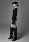 Big eyelet long boots heel