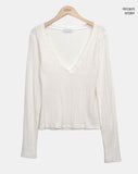 Lasom V-neck Slim Long Sleeve T-shirt