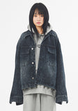 Crack washed over denim jacket