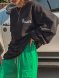 Fran vintage lettering over long sleeves