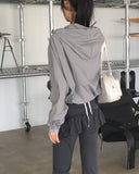 Ponel Grid Check Windbreaker Nylon Two-Way Hood Zip-Up