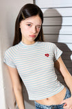 AubeA Stripe Heart Tension T-shirt
