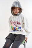 Bunny stripe button hoodie knit